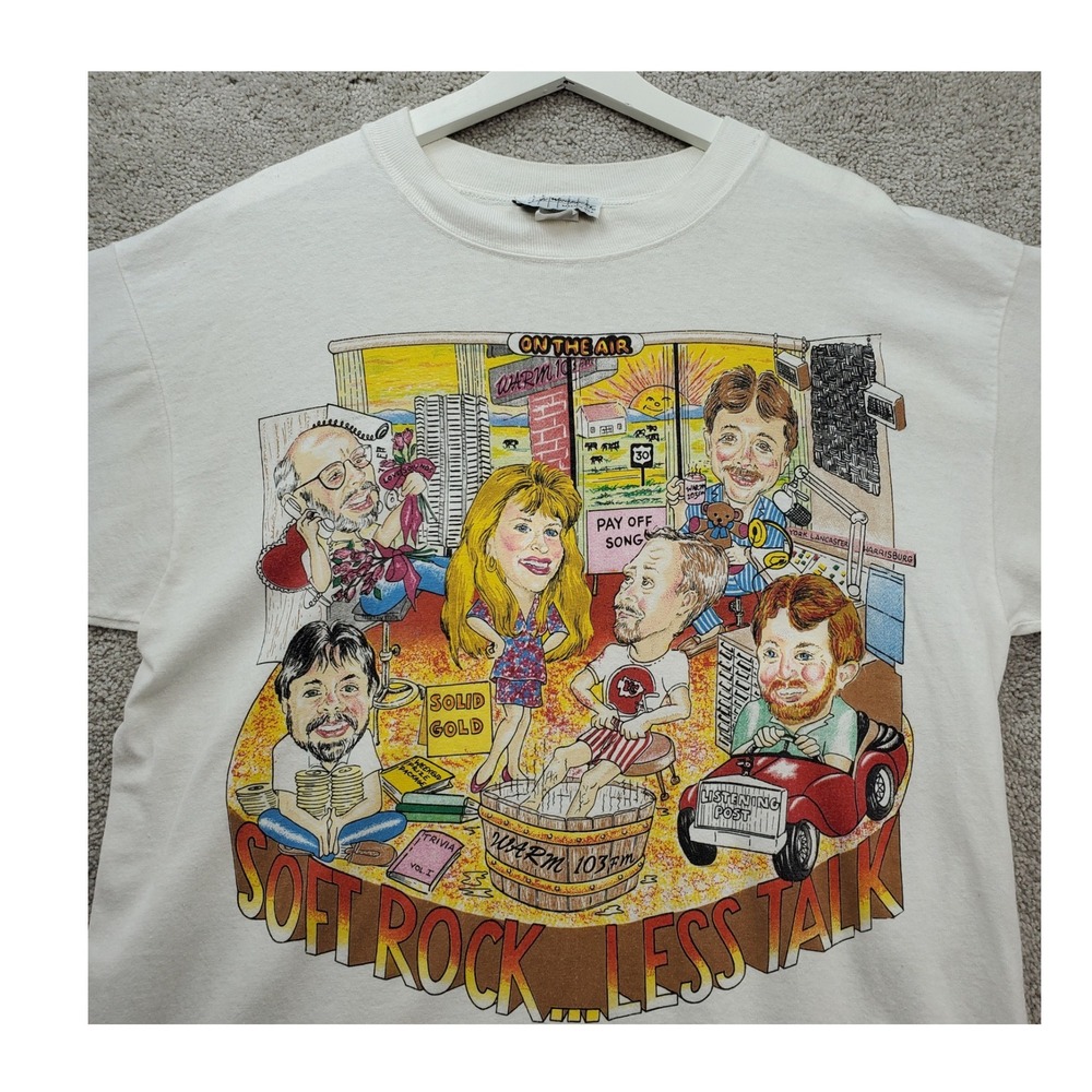 Vintage Body‎ Wrappers WARM 103 FM Radio Soft Rock T Shirt Mens One Size White